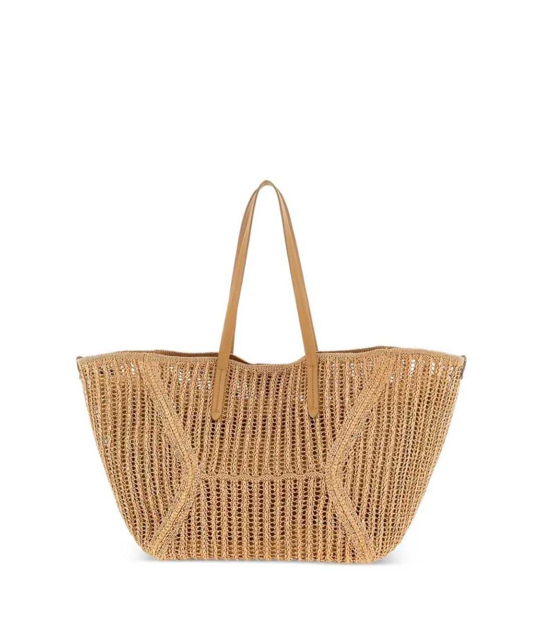 BRUNELLO CUCINELLI Бежевая пелетеная сумка тоут, фото 1