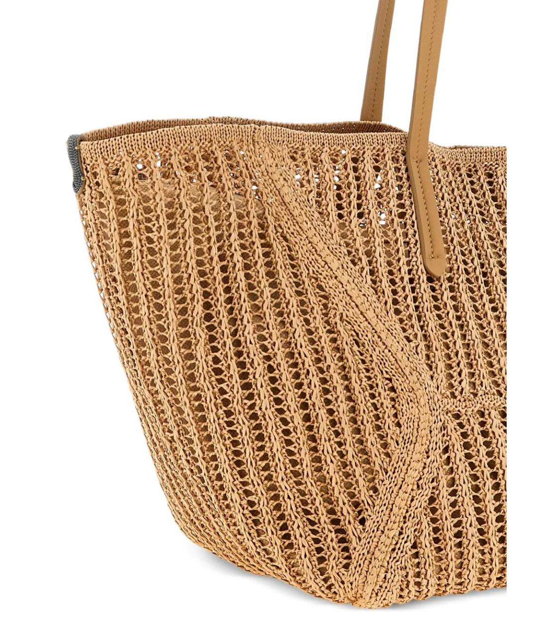 BRUNELLO CUCINELLI Бежевая пелетеная сумка тоут, фото 4