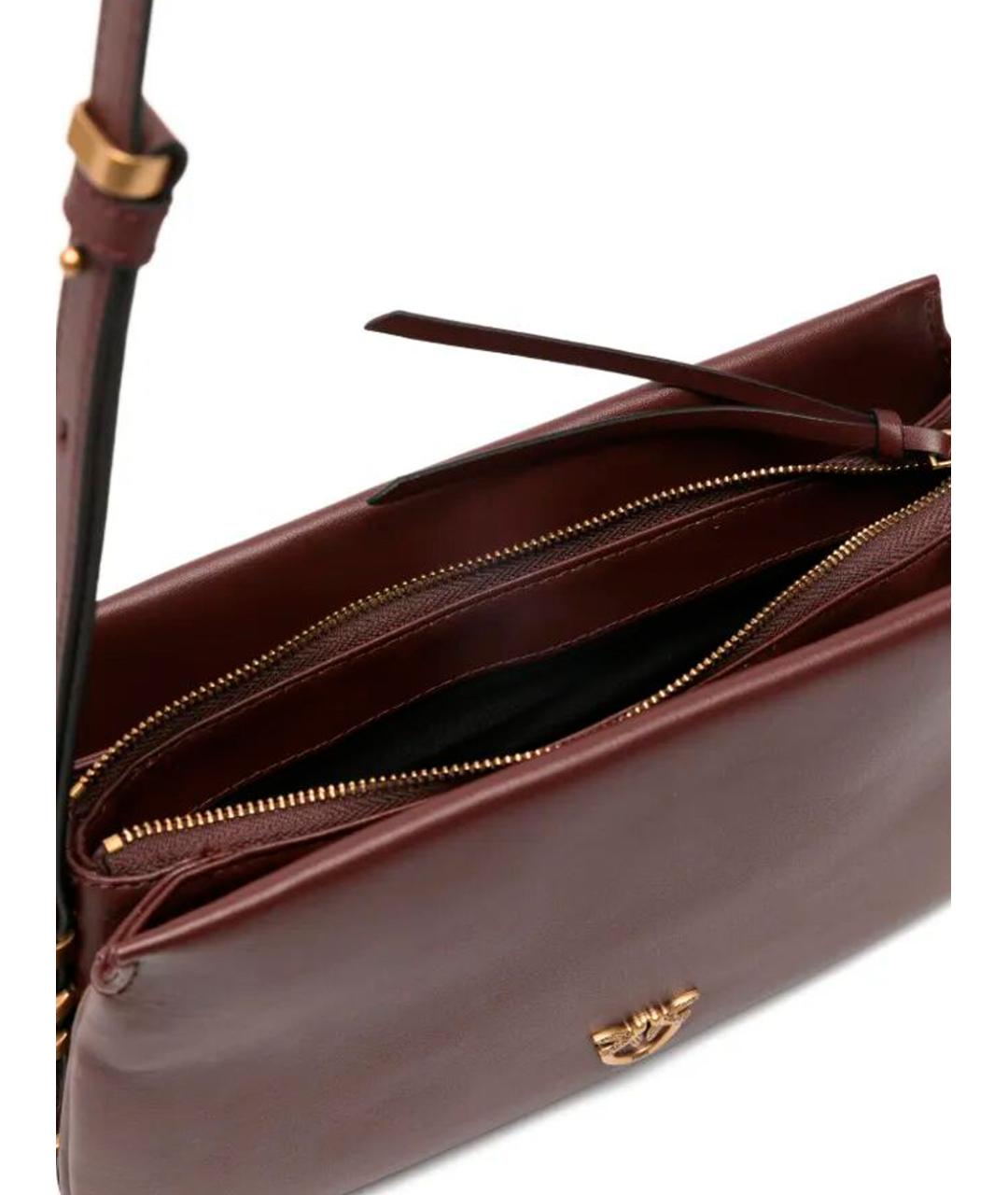 PINKO Бордовая кожаная сумка через плечо, фото 4