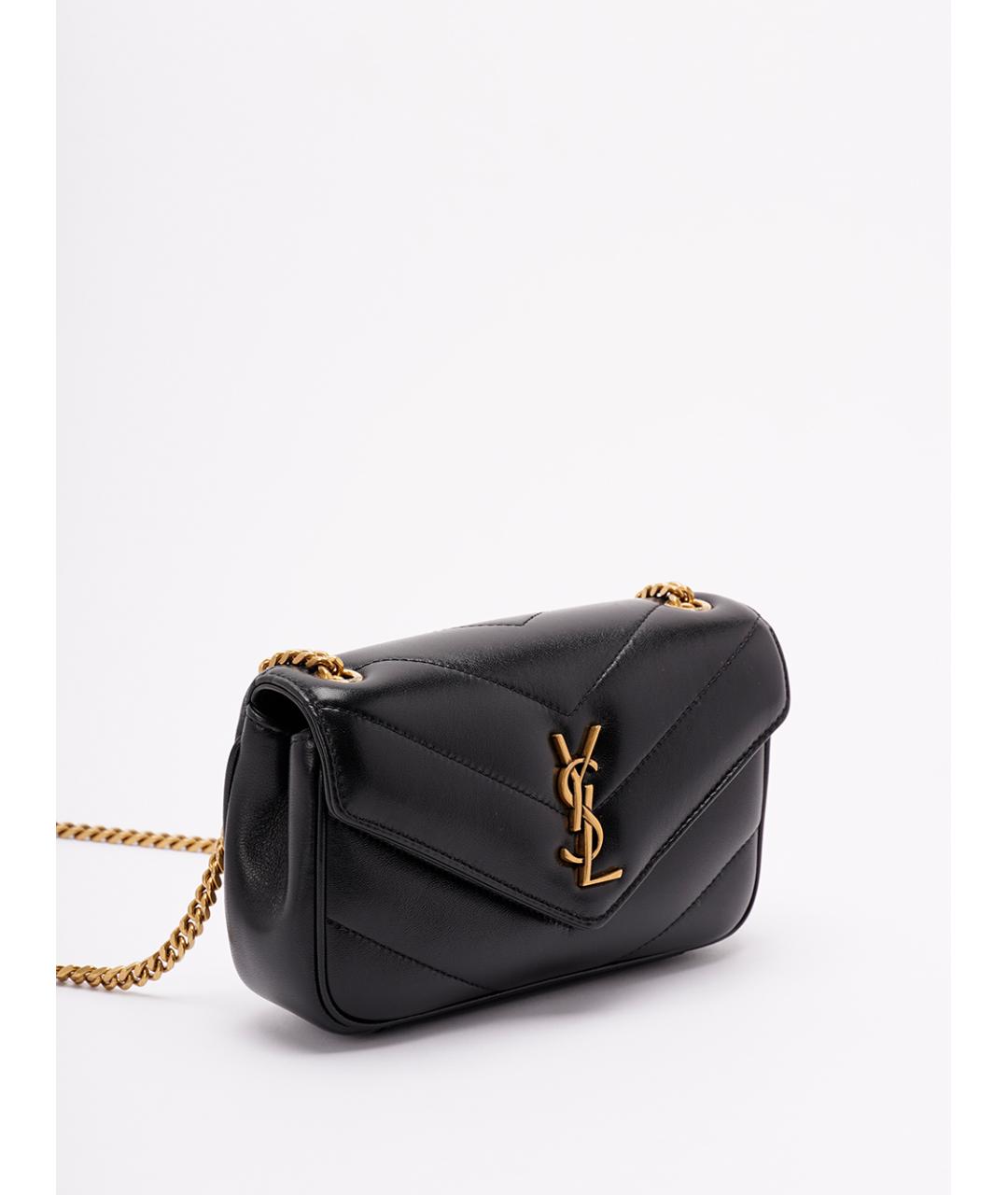 SAINT LAURENT Черная кожаная сумка через плечо, фото 3