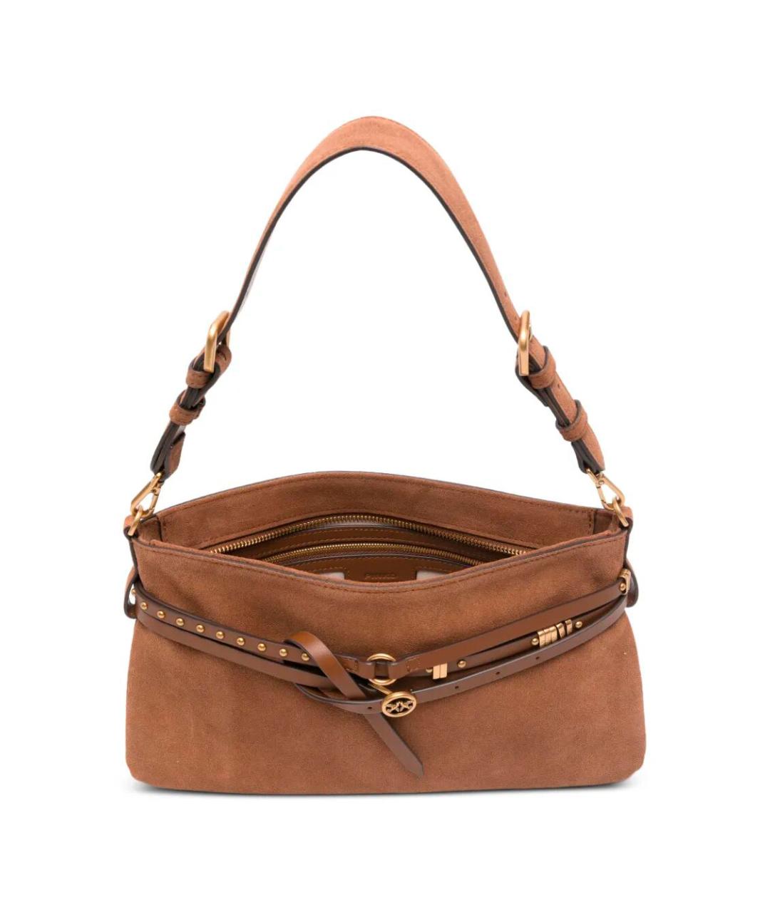 PINKO Коричневая замшевая сумка через плечо, фото 4