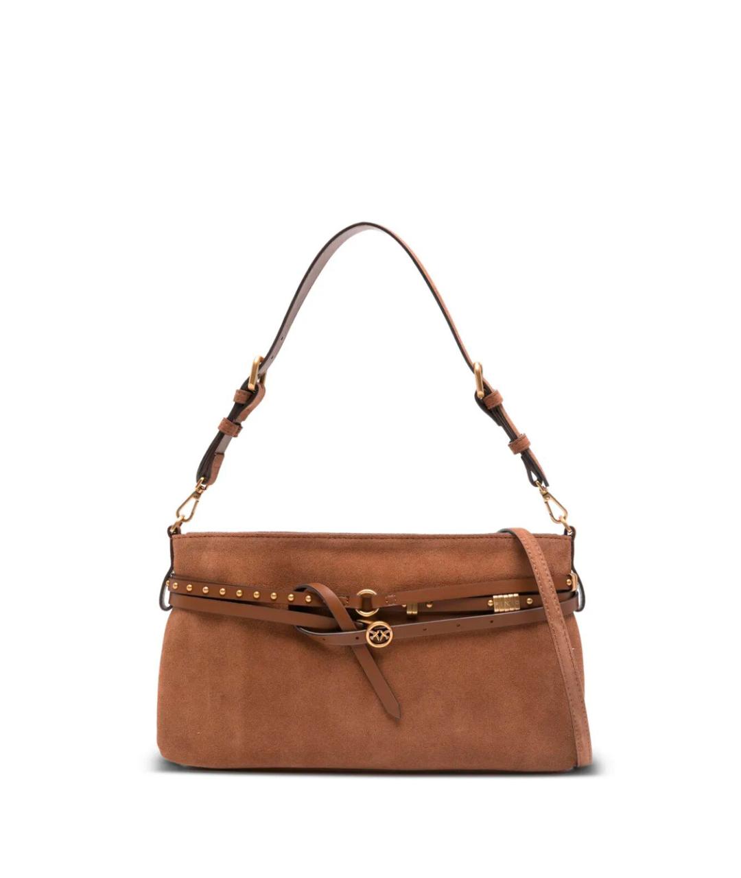 PINKO Коричневая замшевая сумка через плечо, фото 1