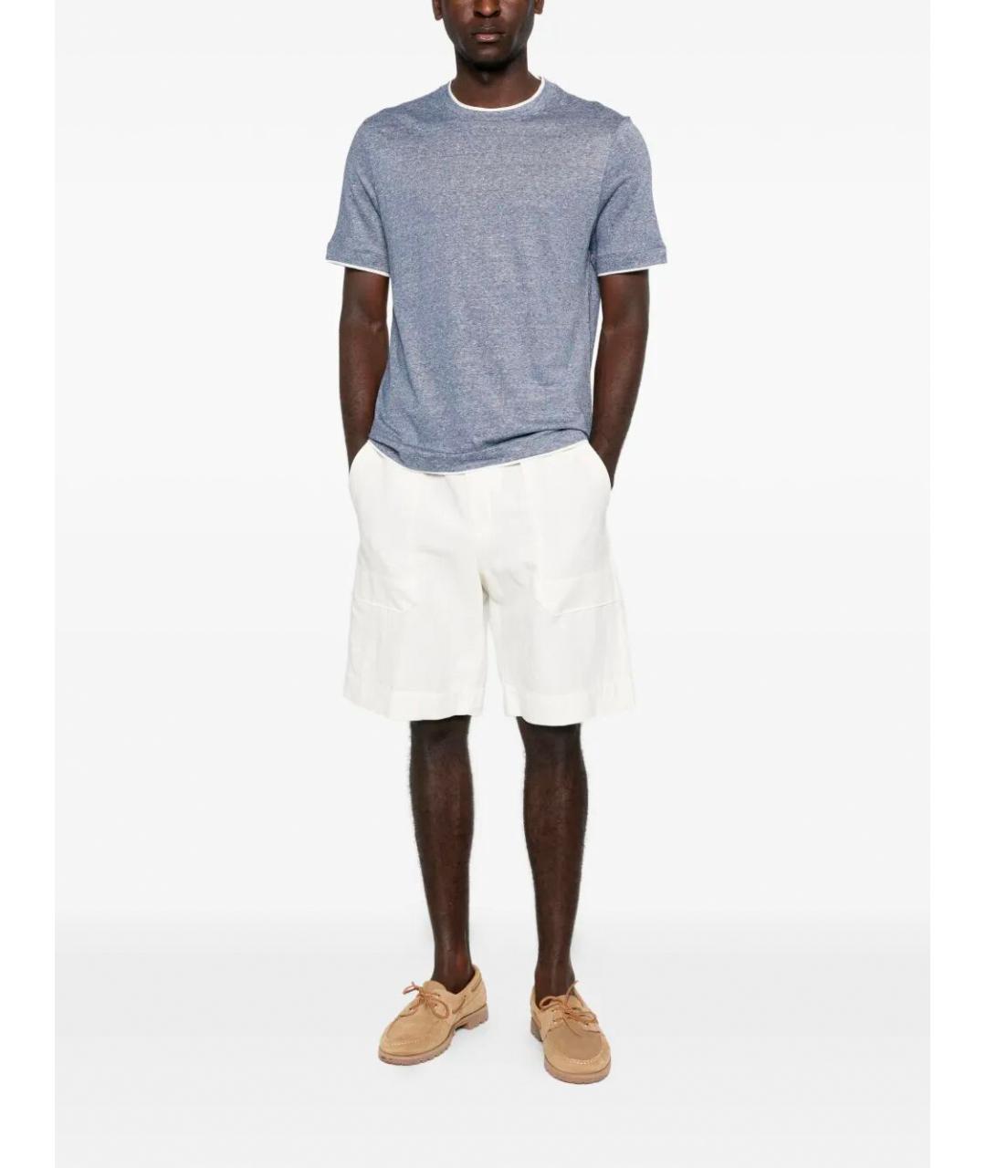 BRUNELLO CUCINELLI Серая хлопко-леновая футболка, фото 2