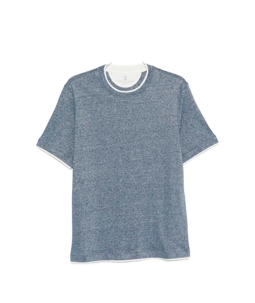 BRUNELLO CUCINELLI Серая хлопко-леновая футболка, фото 1