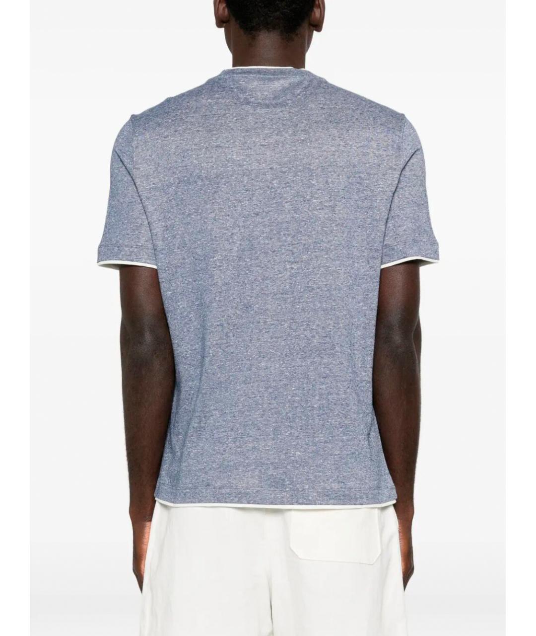 BRUNELLO CUCINELLI Серая хлопко-леновая футболка, фото 5
