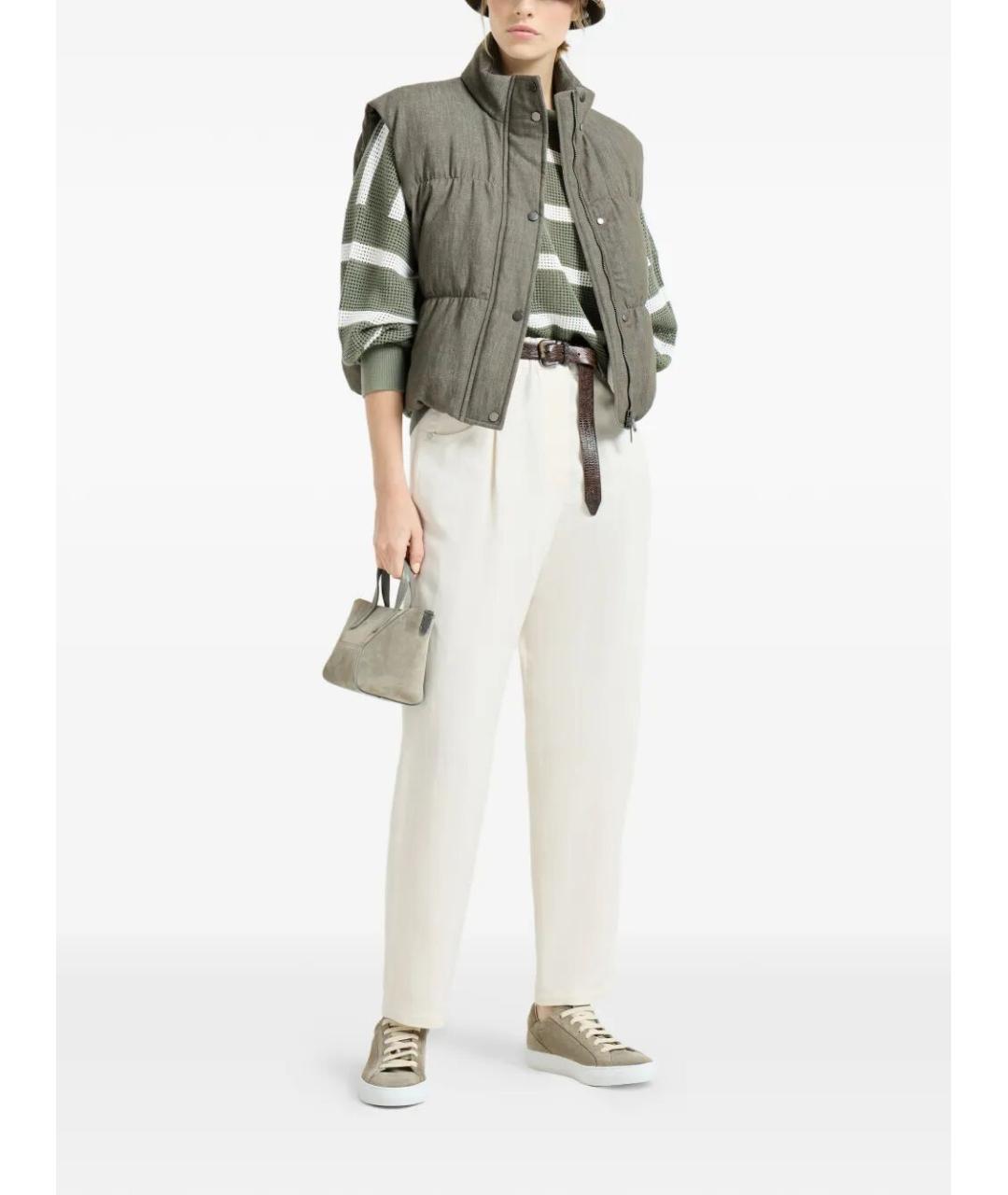 BRUNELLO CUCINELLI Белые вискозные прямые брюки, фото 2