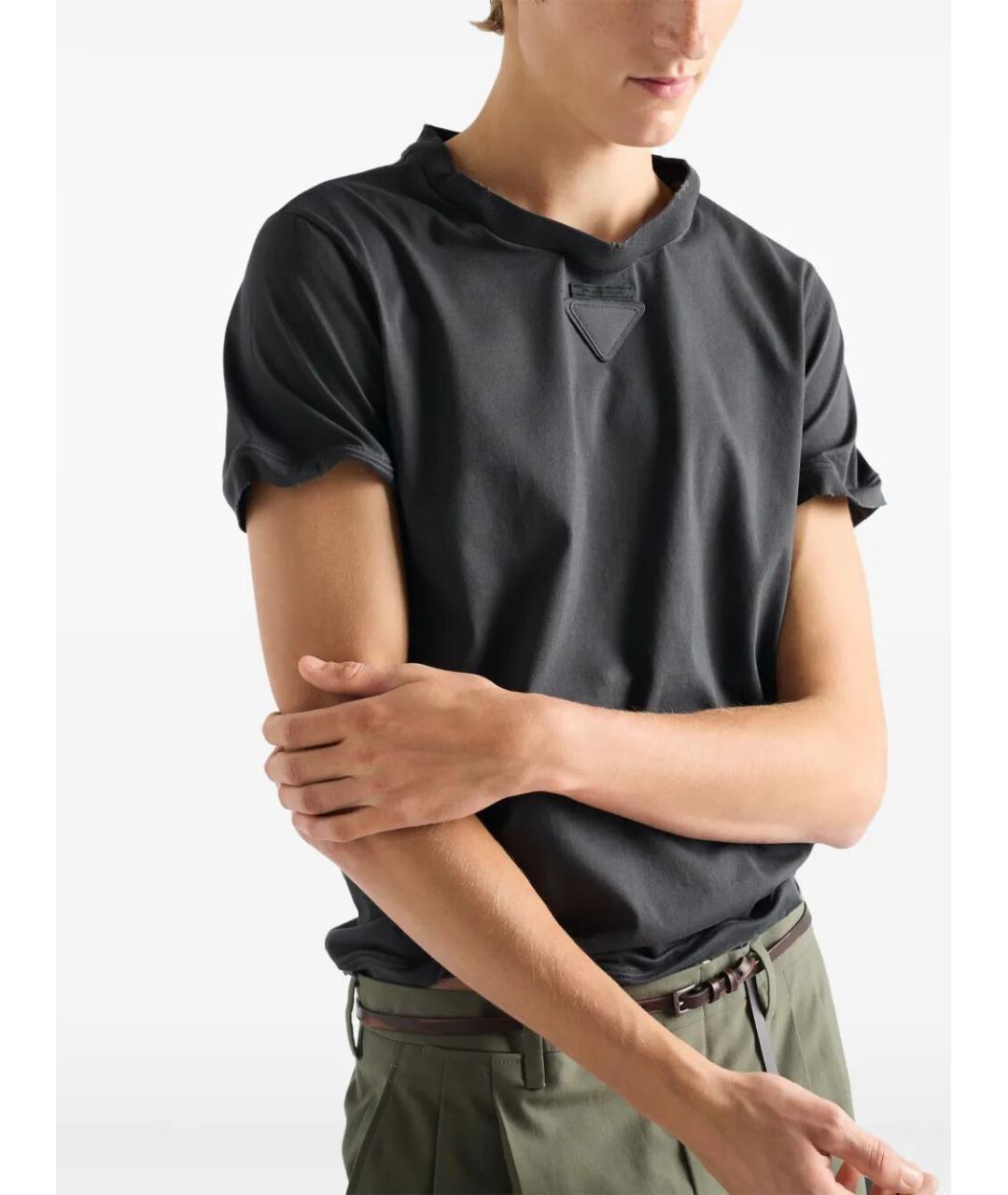 PRADA Антрацитовая хлопковая футболка, фото 5