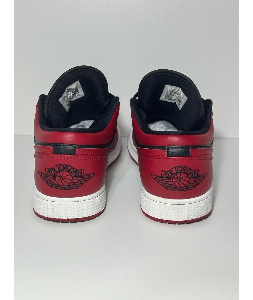 JORDAN Бордовые кожаные низкие кроссовки / кеды, фото 4