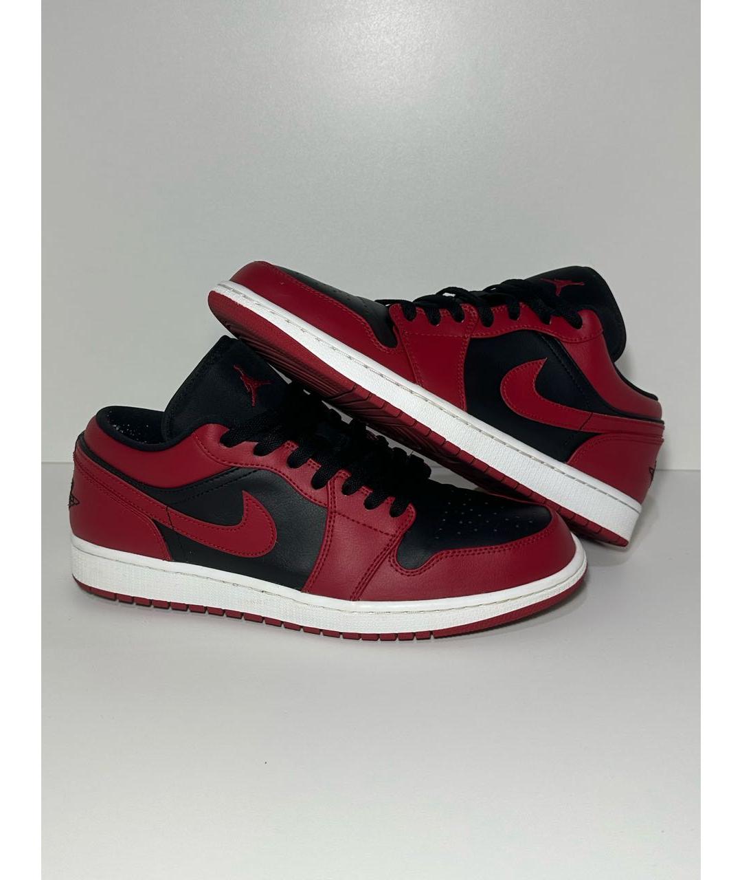 JORDAN Бордовые кожаные низкие кроссовки / кеды, фото 5