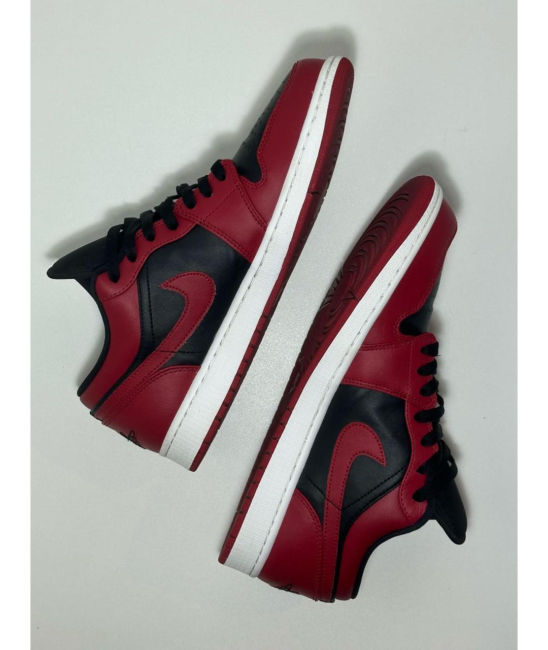 JORDAN Бордовые кожаные низкие кроссовки / кеды, фото 7