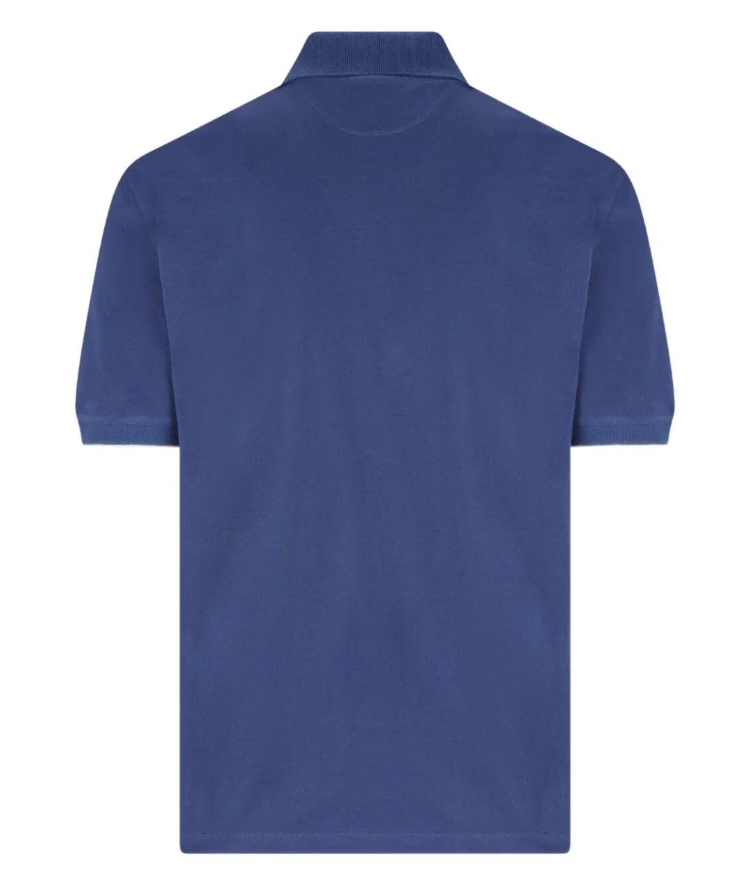 BRUNELLO CUCINELLI Синее хлопковое поло с коротким рукавом, фото 2
