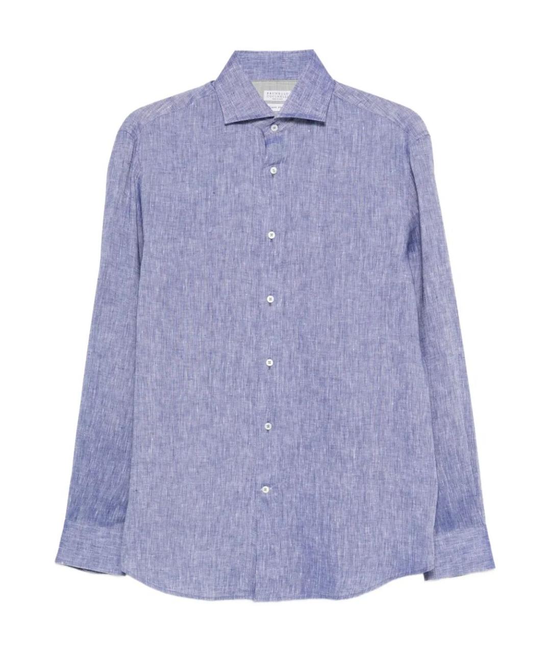 BRUNELLO CUCINELLI Голубая льняная кэжуал рубашка, фото 1