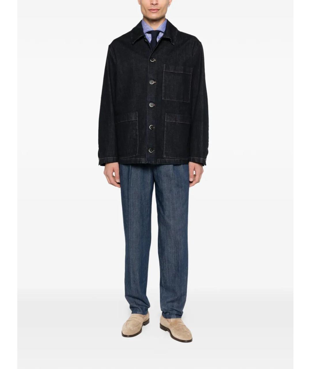 BRUNELLO CUCINELLI Голубая льняная кэжуал рубашка, фото 2