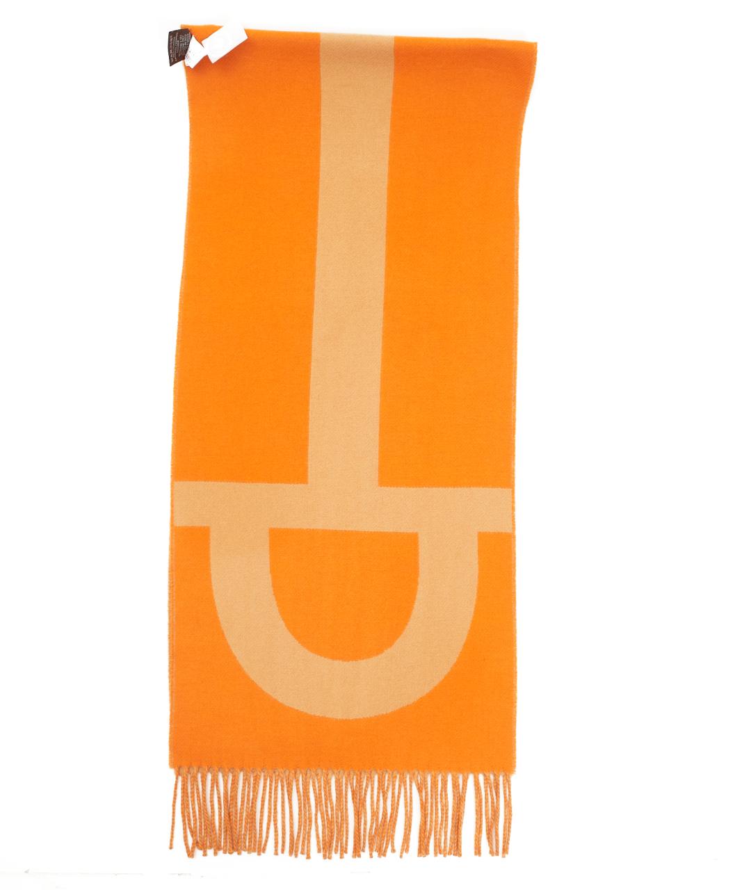HERMES Оранжевый кашемировый шарф, фото 2