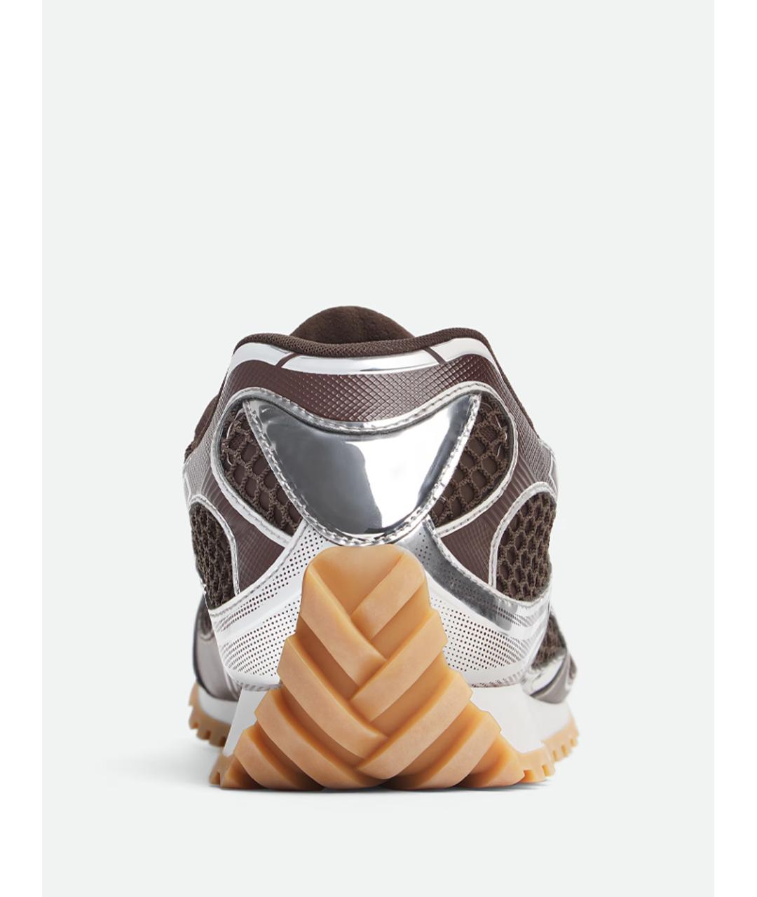 BOTTEGA VENETA Коричневые текстильные низкие кроссовки / кеды, фото 4