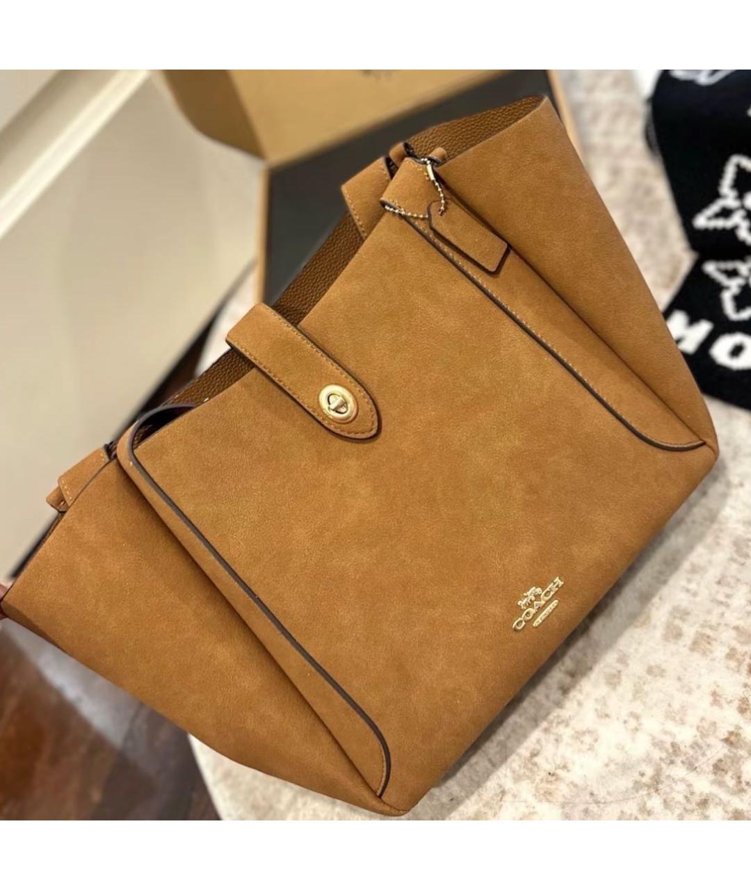 COACH Коричневая замшевая сумка тоут, фото 7