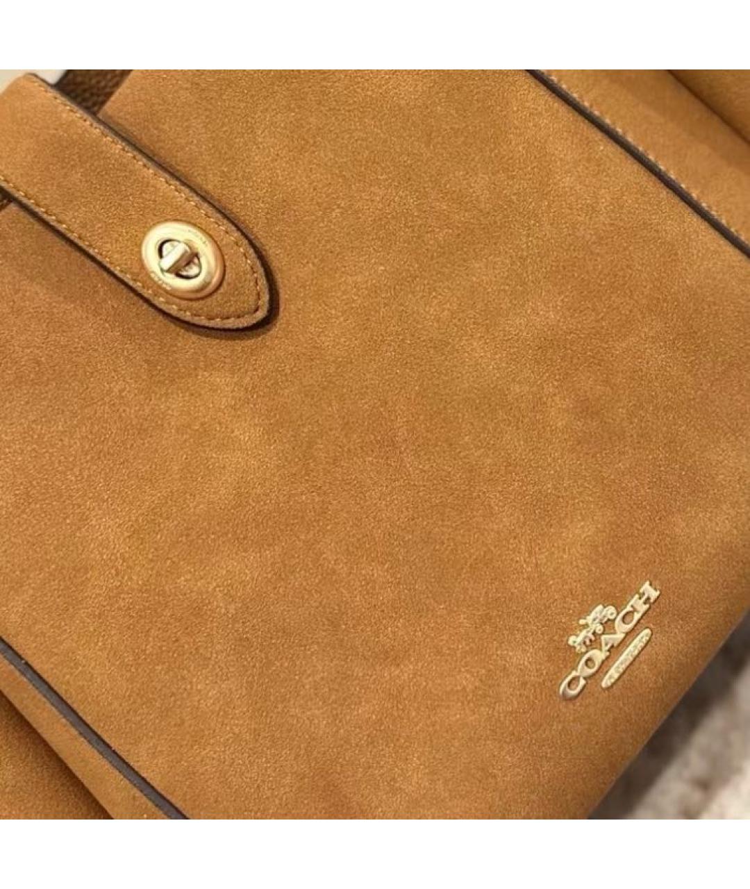 COACH Коричневая замшевая сумка тоут, фото 8