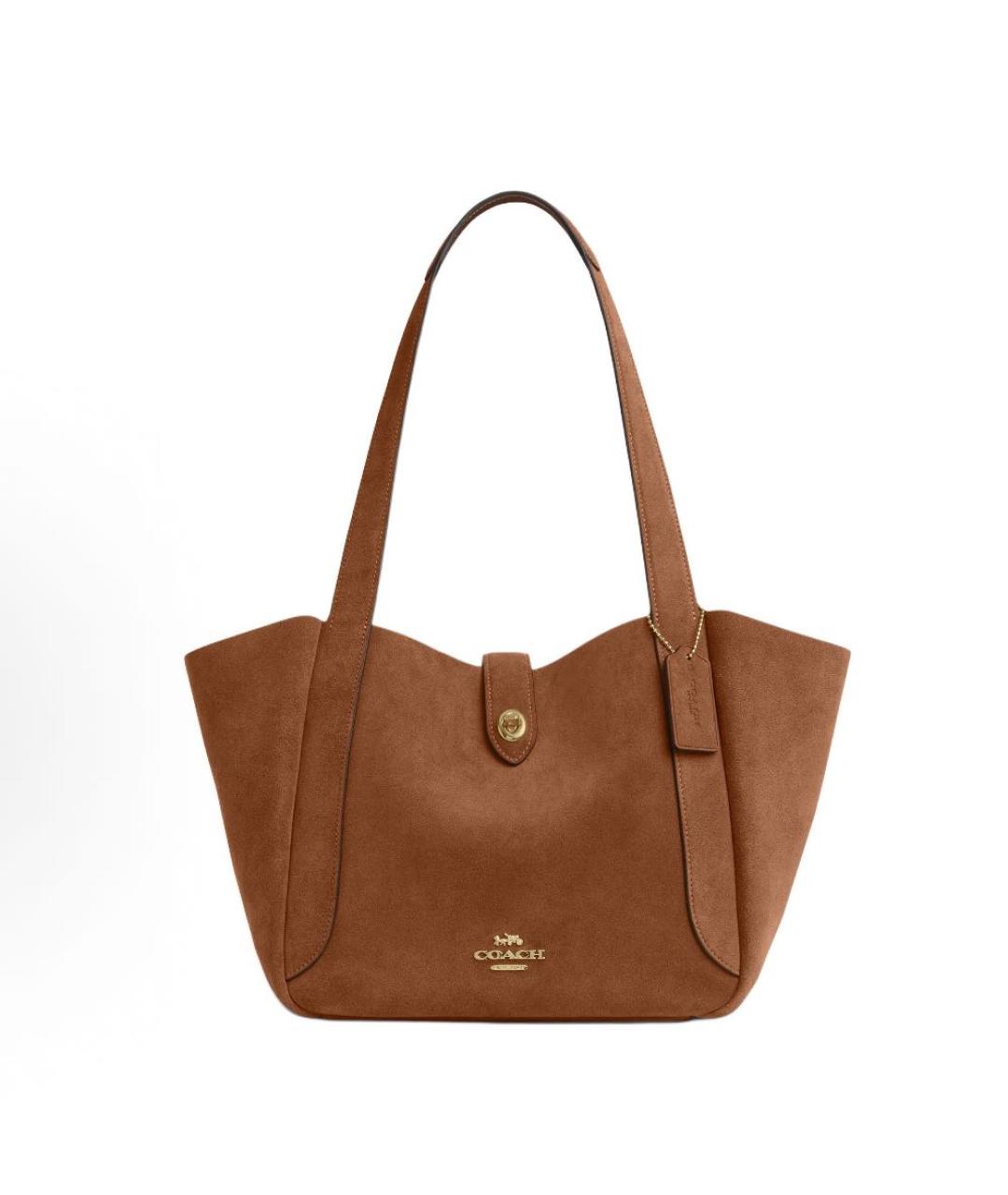 COACH Коричневая замшевая сумка тоут, фото 1