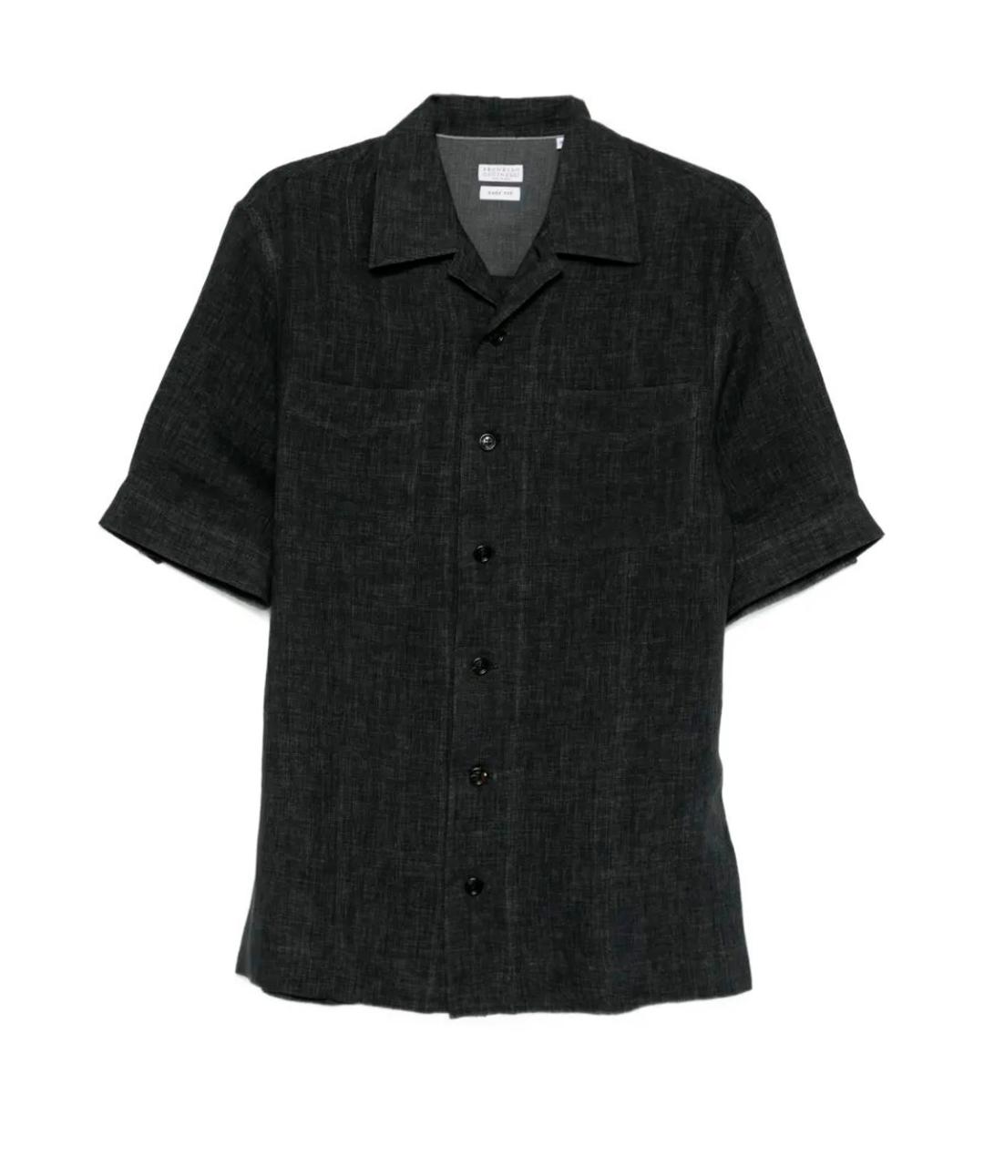 BRUNELLO CUCINELLI Черная льняная кэжуал рубашка, фото 1