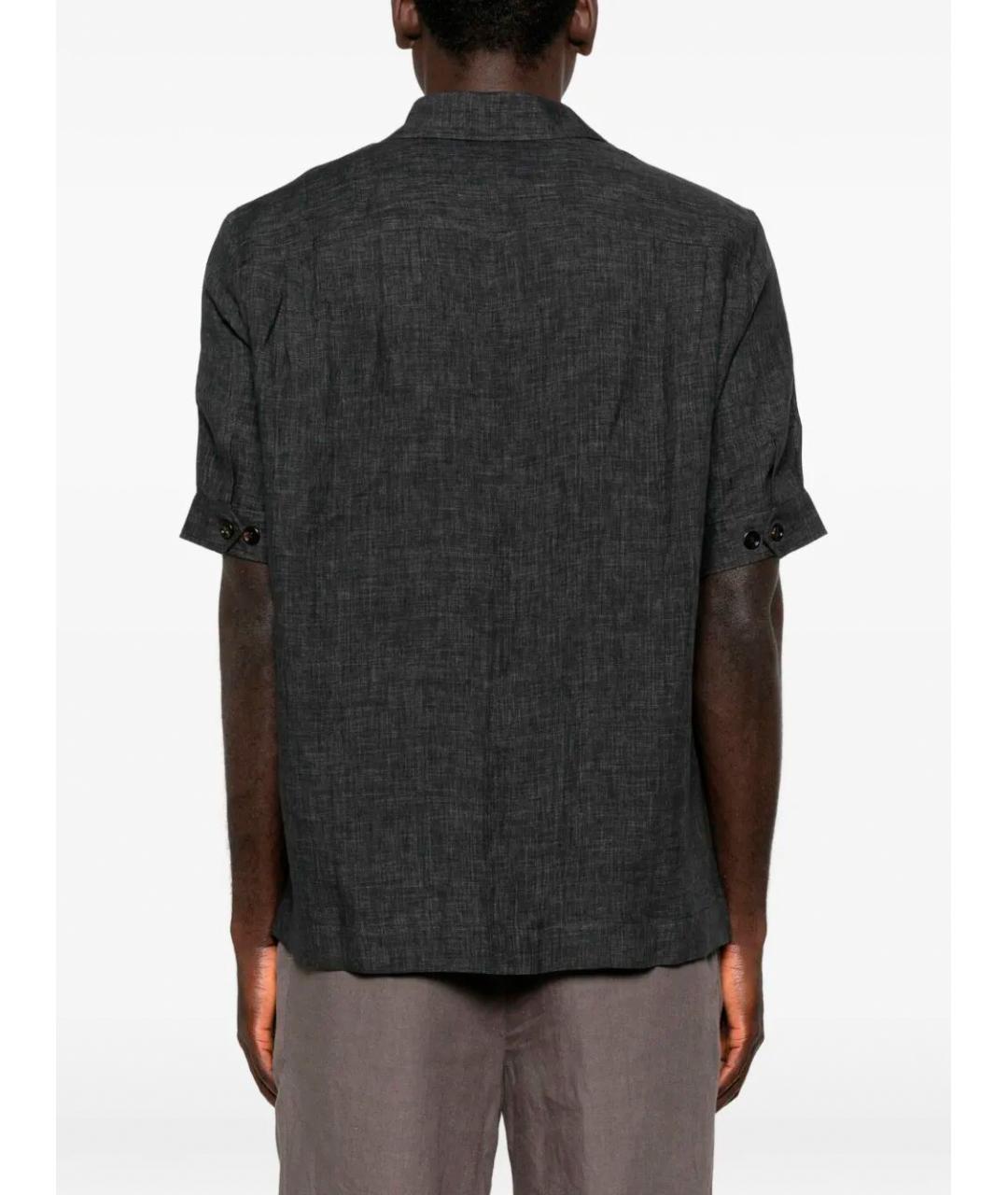 BRUNELLO CUCINELLI Черная льняная кэжуал рубашка, фото 3