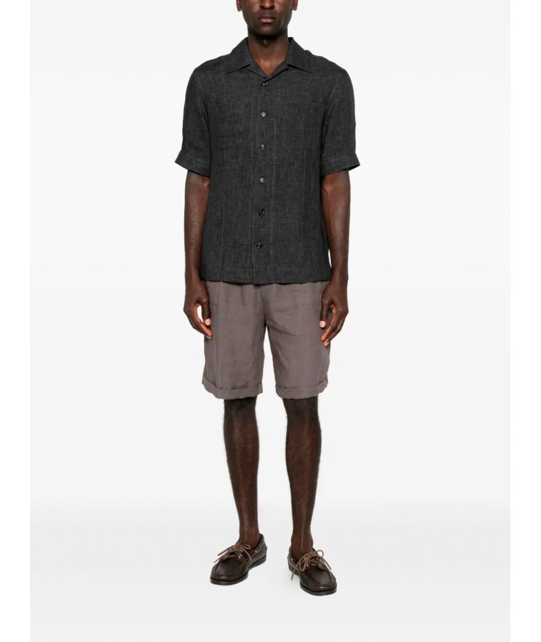 BRUNELLO CUCINELLI Черная льняная кэжуал рубашка, фото 2