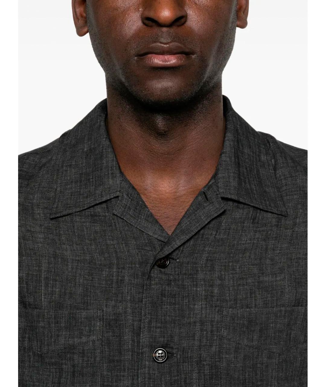 BRUNELLO CUCINELLI Черная льняная кэжуал рубашка, фото 5