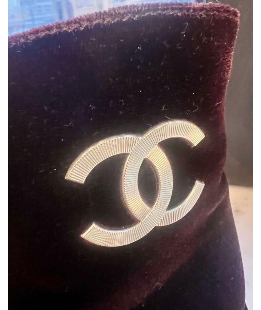 CHANEL Бордовые текстильные ботинки, фото 4