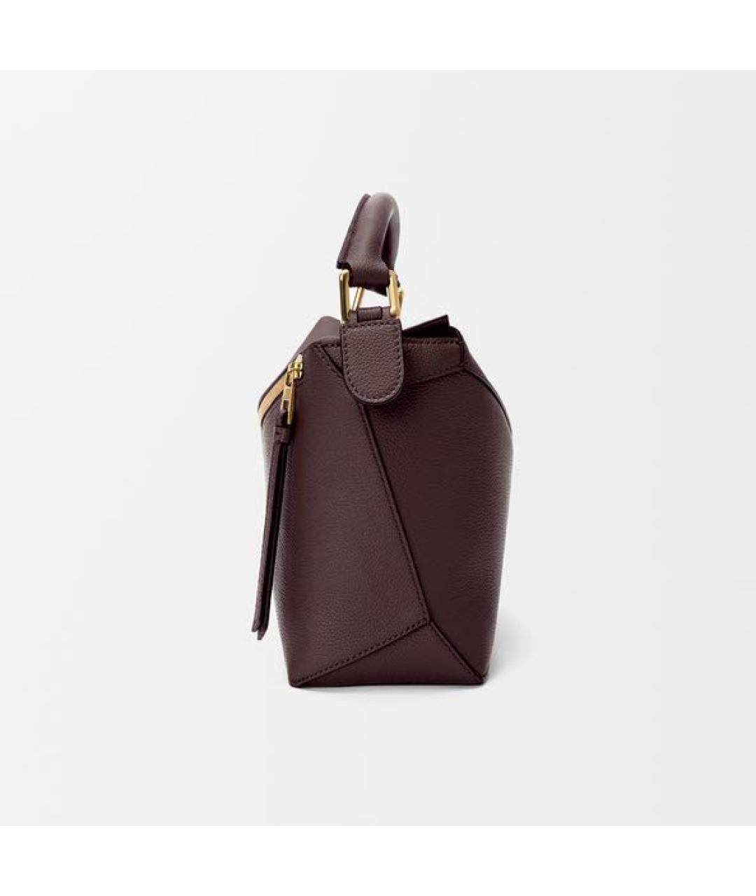LOEWE Бордовая кожаная сумка с короткими ручками, фото 5