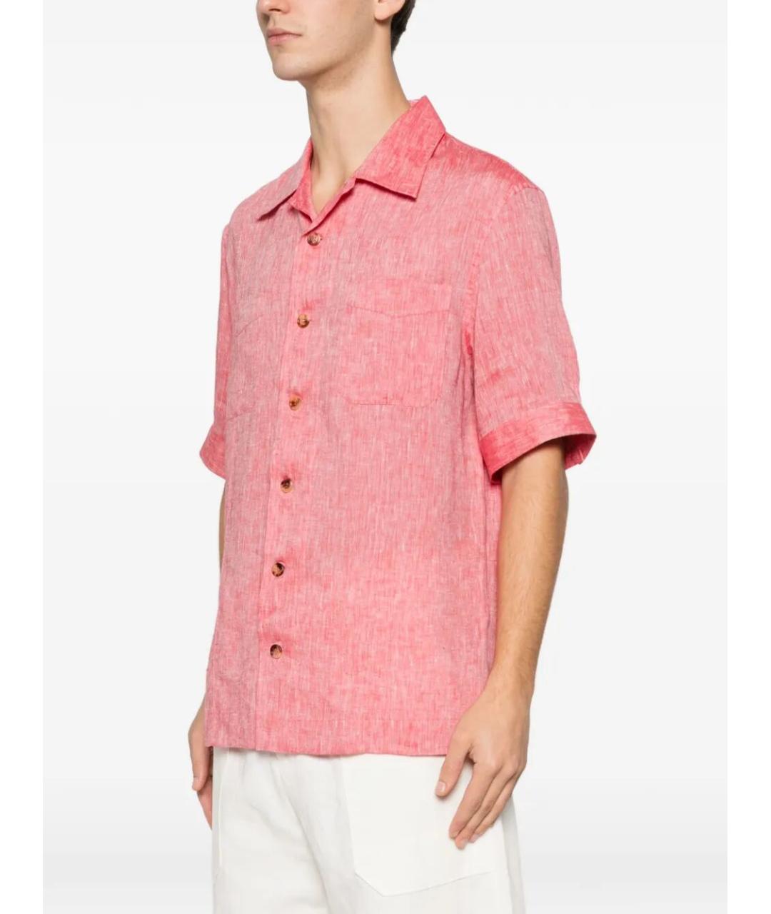 BRUNELLO CUCINELLI Розовая льняная кэжуал рубашка, фото 4