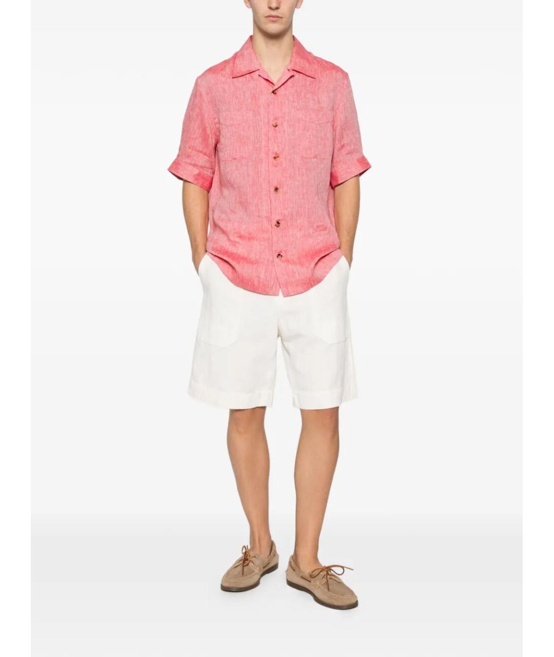 BRUNELLO CUCINELLI Розовая льняная кэжуал рубашка, фото 2