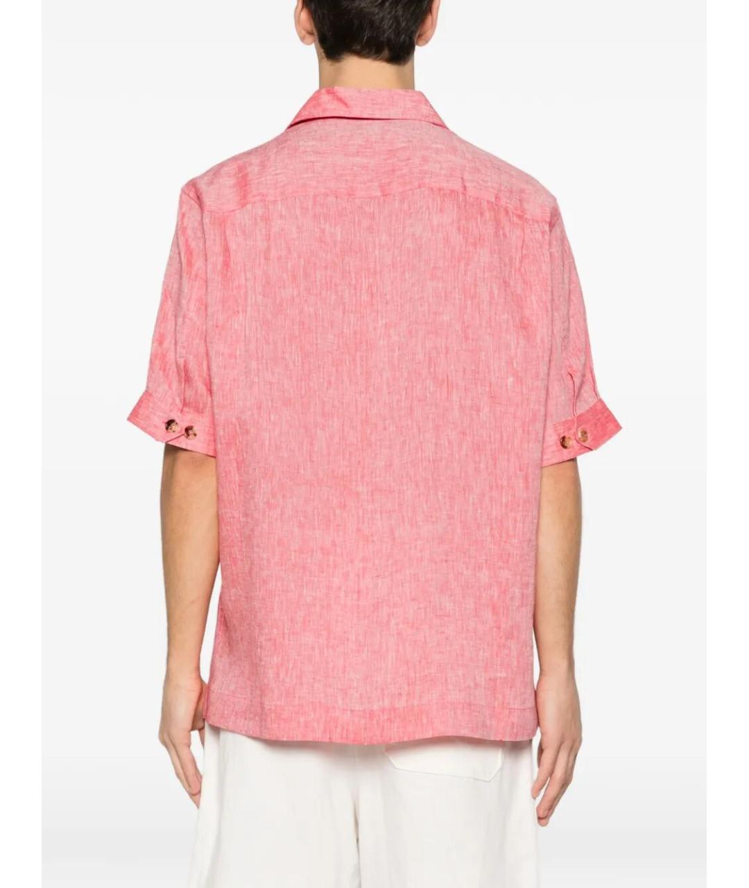 BRUNELLO CUCINELLI Розовая льняная кэжуал рубашка, фото 5