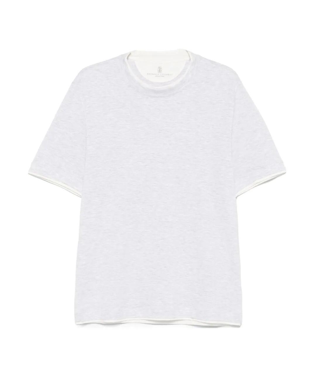 BRUNELLO CUCINELLI Серая хлопко-леновая футболка, фото 1