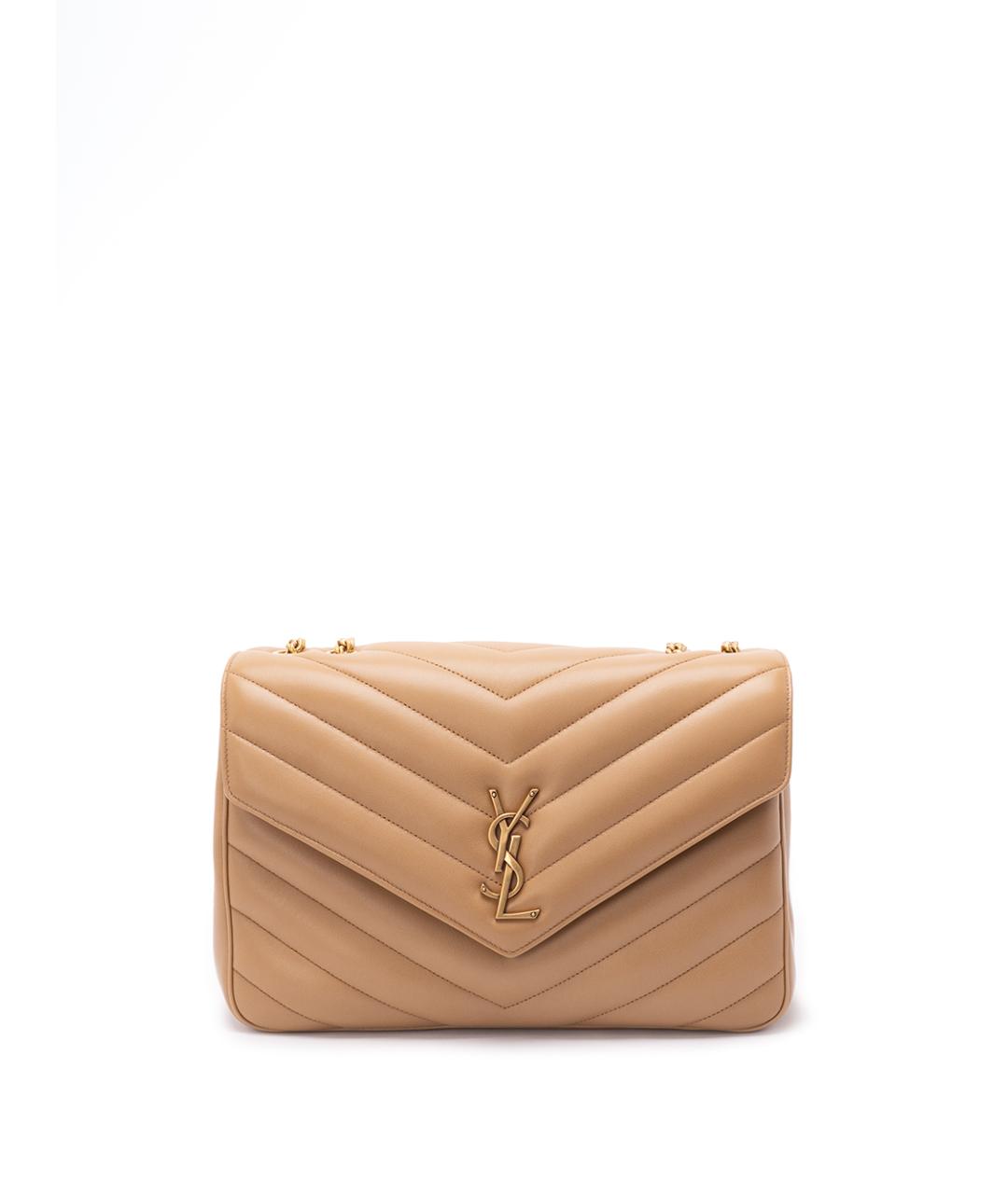 SAINT LAURENT Бежевая кожаная сумка через плечо, фото 1