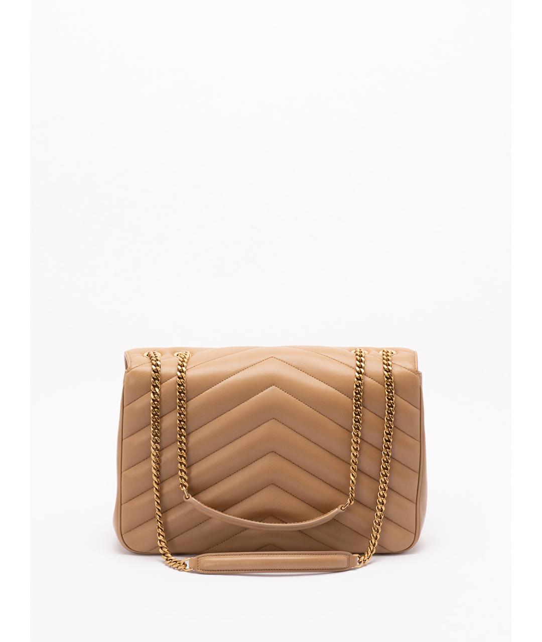 SAINT LAURENT Бежевая кожаная сумка через плечо, фото 2