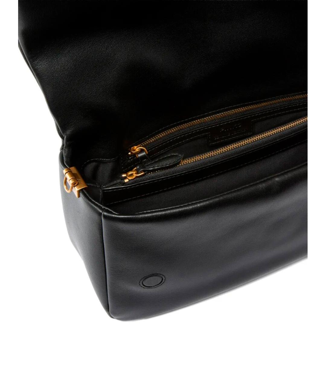 PINKO Черная кожаная сумка с короткими ручками, фото 3