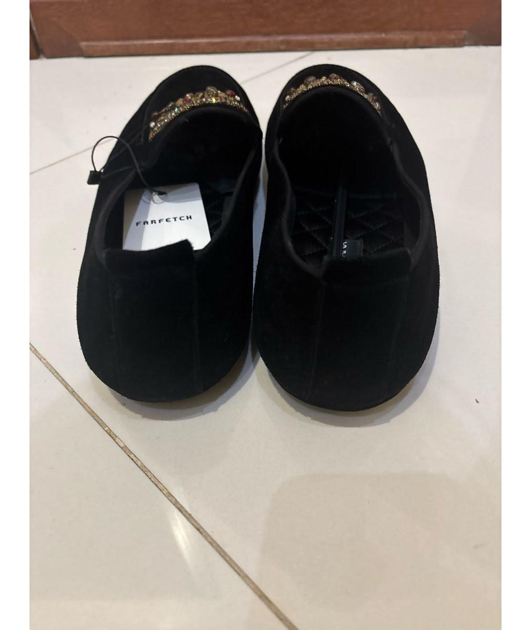 DOLCE&GABBANA Черные бархатные мокасины, фото 4