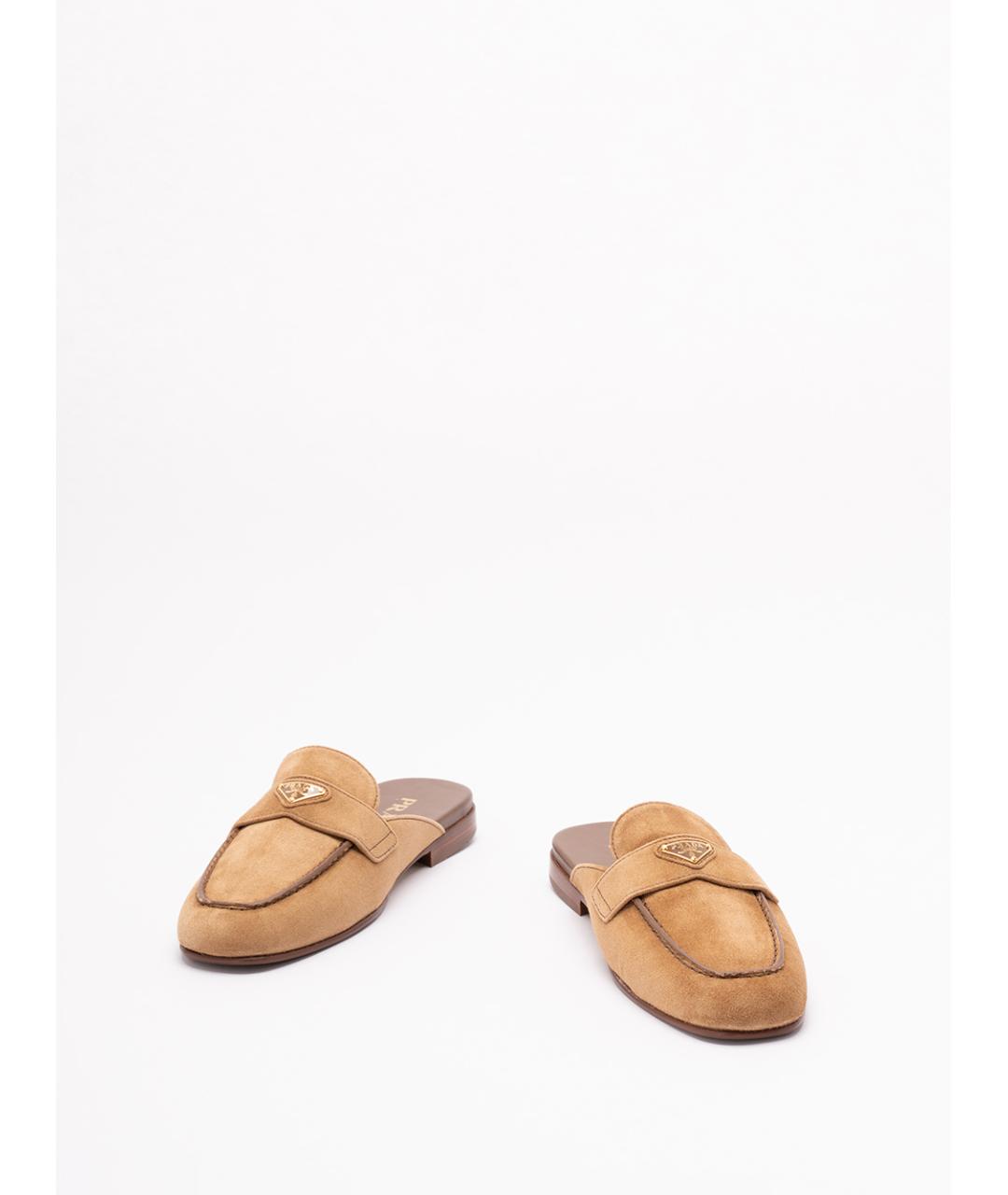 PRADA Бежевые замшевые мюли, фото 2