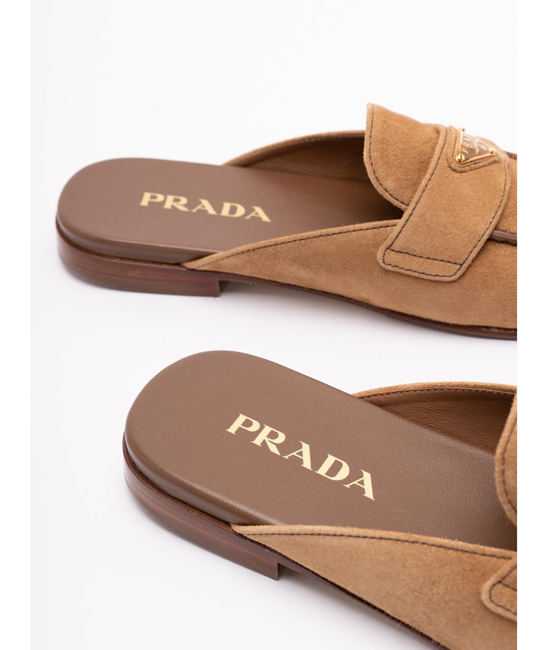 PRADA Бежевые замшевые мюли, фото 5