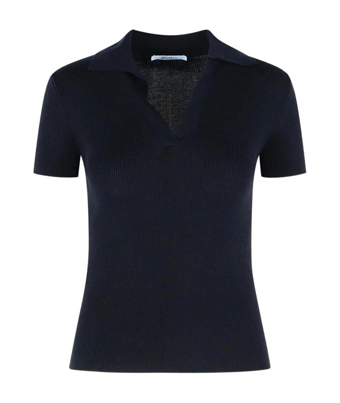 MAX MARA Темно-синяя шерстяная футболка, фото 1