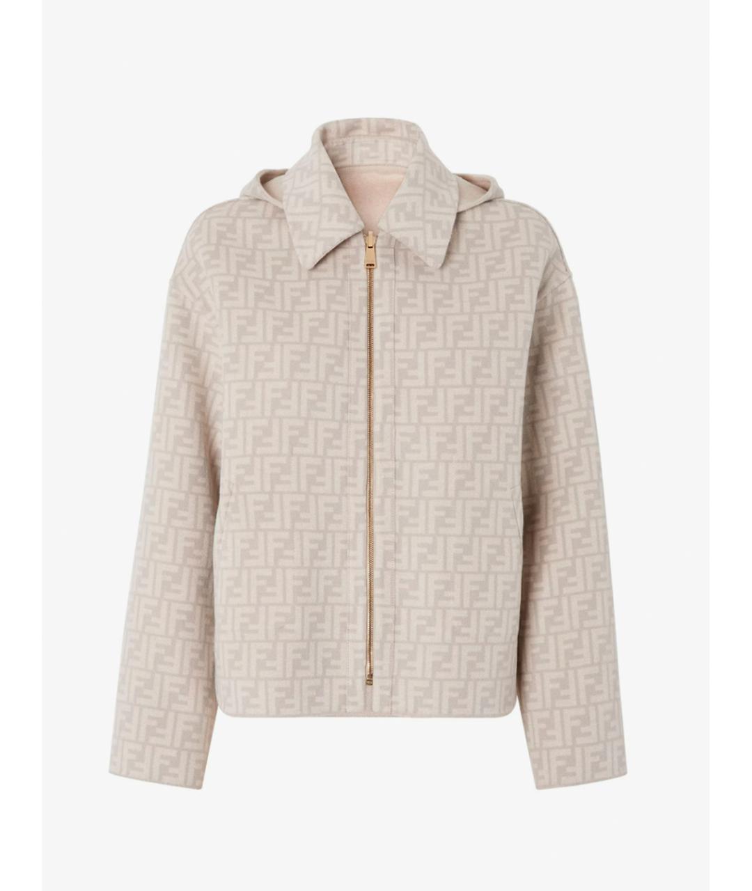 FENDI Бежевый шерстяной жакет/пиджак, фото 4