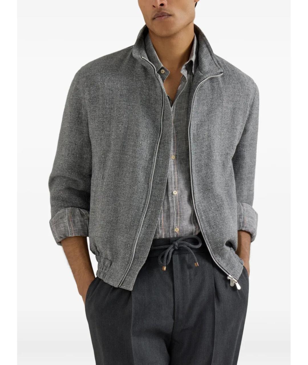 BRUNELLO CUCINELLI Антрацитовая шелковая куртка, фото 4