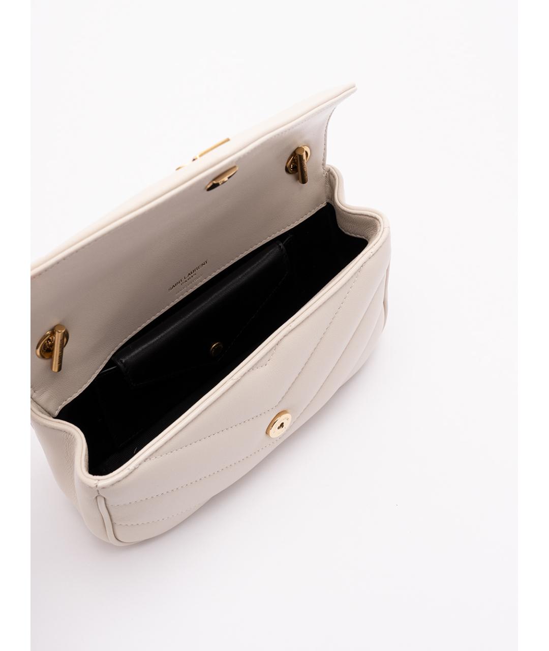 SAINT LAURENT Белая кожаная сумка через плечо, фото 5
