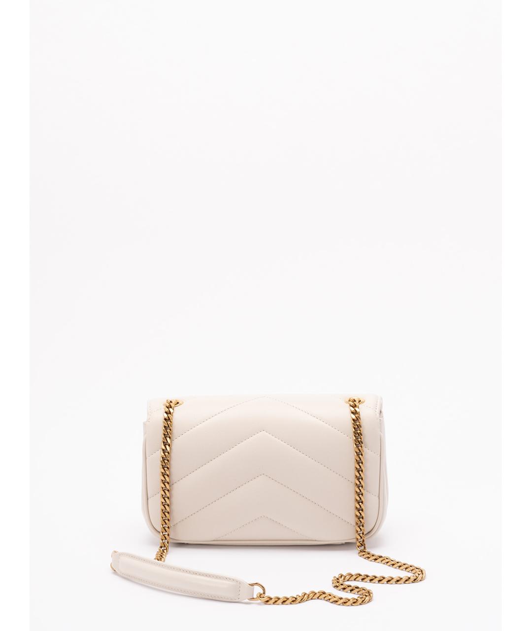 SAINT LAURENT Белая кожаная сумка через плечо, фото 2