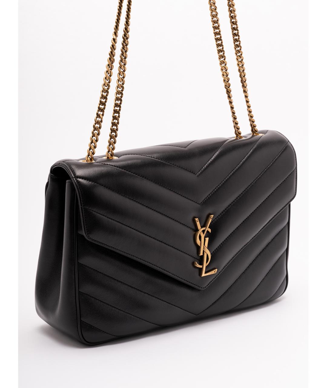 SAINT LAURENT Черная кожаная сумка через плечо, фото 3