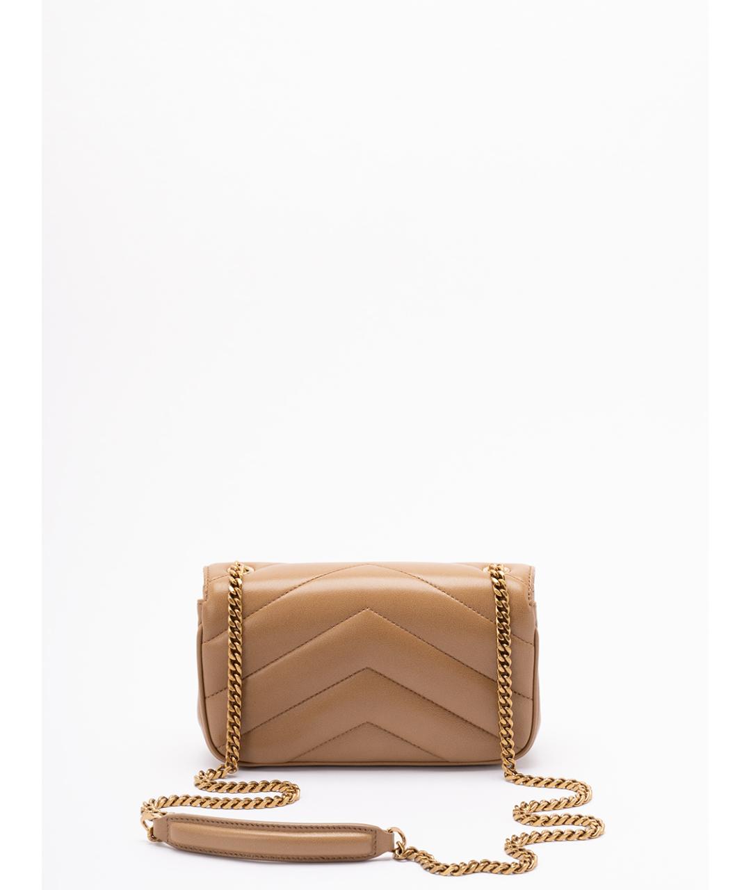 SAINT LAURENT Бежевая кожаная сумка через плечо, фото 2