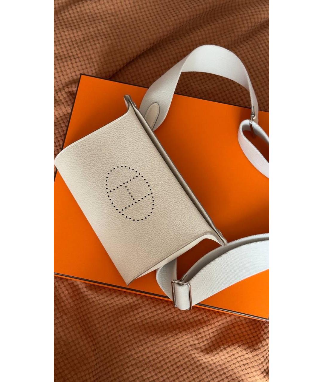 HERMES Белая кожаная сумка на плечо, фото 3