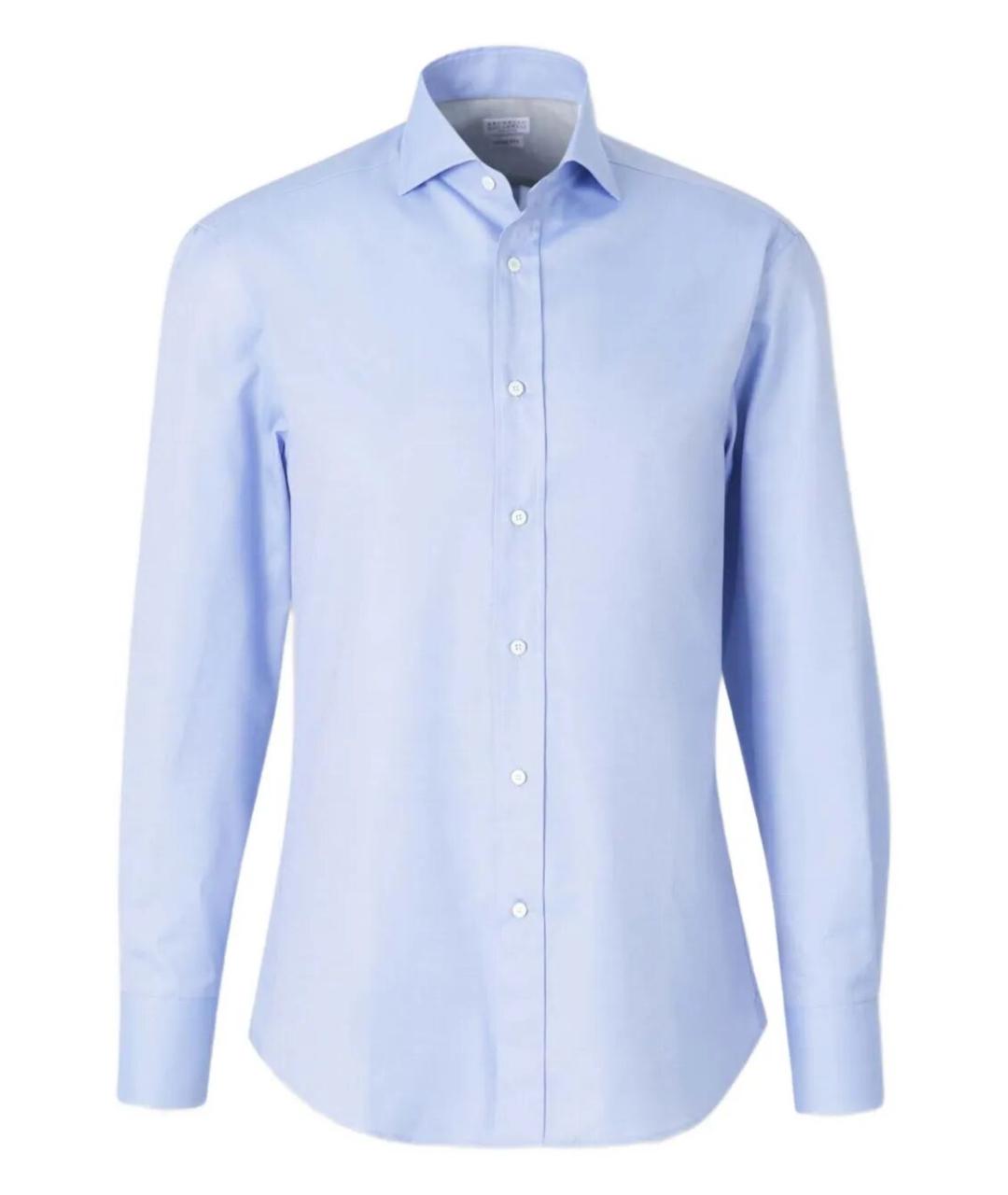 BRUNELLO CUCINELLI Голубая хлопковая классическая рубашка, фото 1