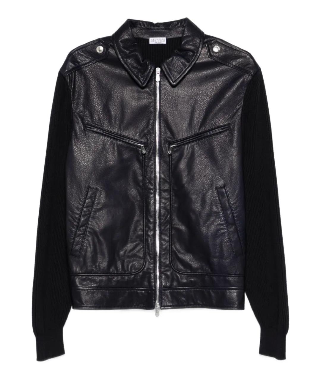 BRUNELLO CUCINELLI Черная кожаная куртка, фото 1