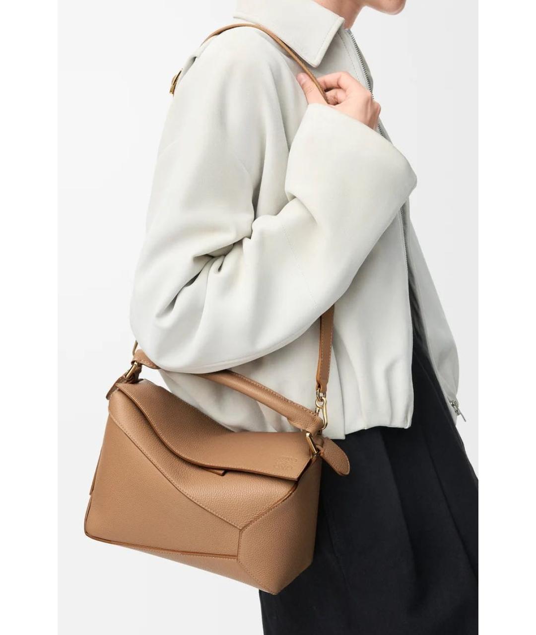 LOEWE Коричневая кожаная сумка с короткими ручками, фото 2