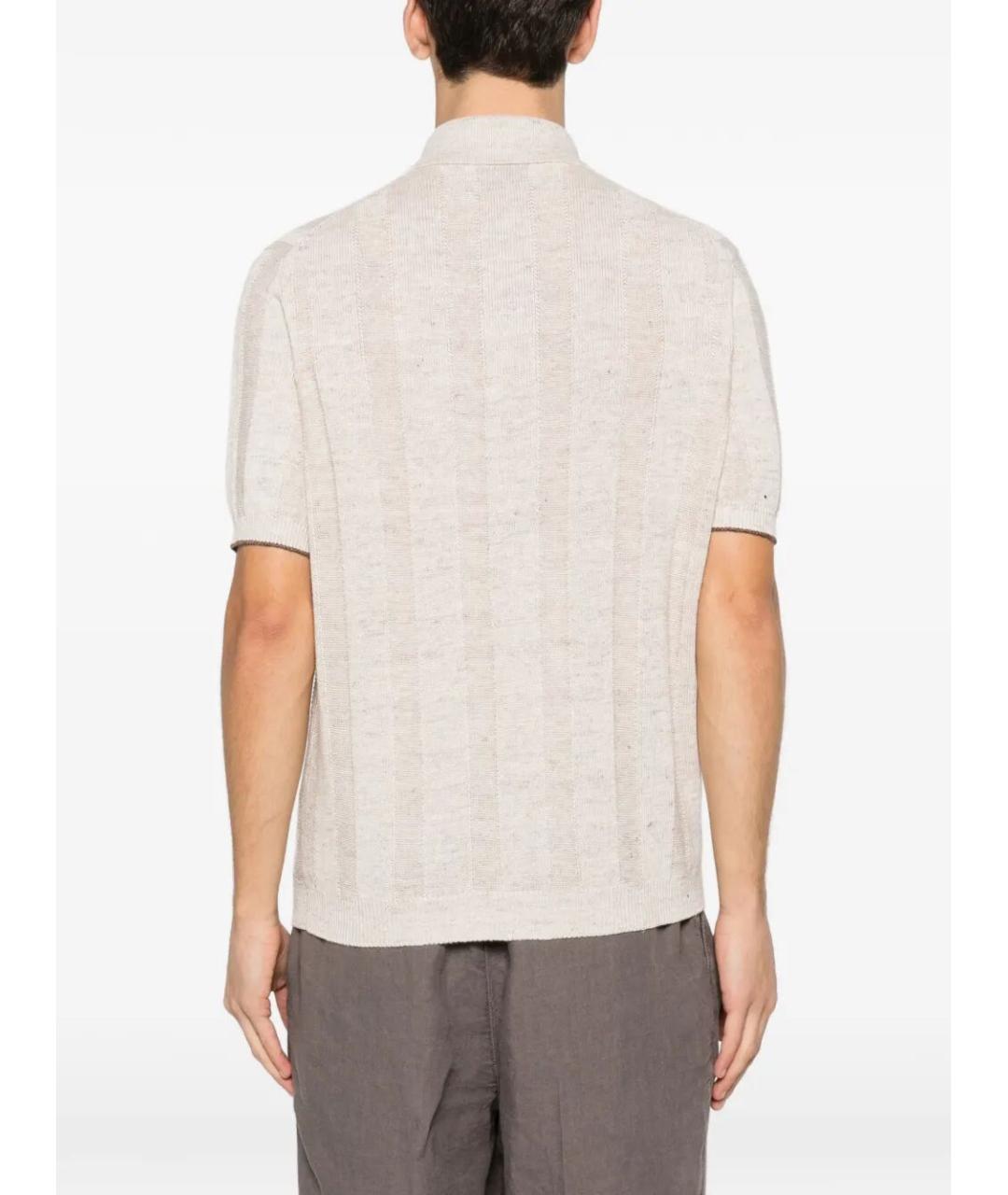 BRUNELLO CUCINELLI Бежевая льняная кэжуал рубашка, фото 3